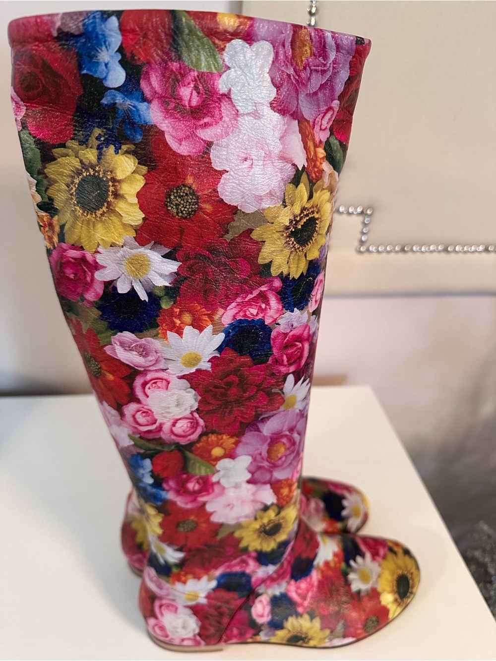 Floral Print Women's Rain Boots - Multicolor